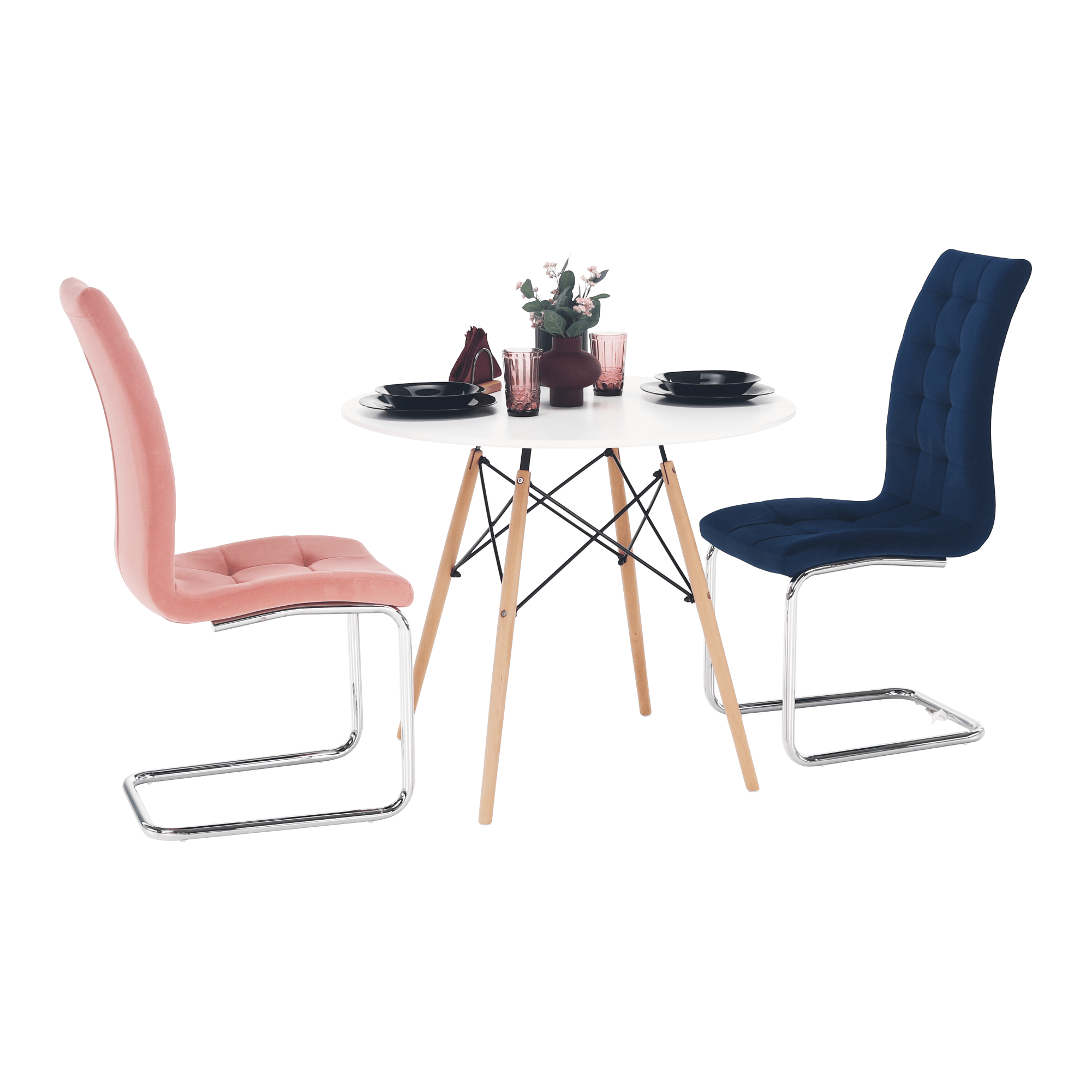 Étkezőasztal,  fehér/bükk, átmérő 80 cm, GAMIN 2 NEW 80