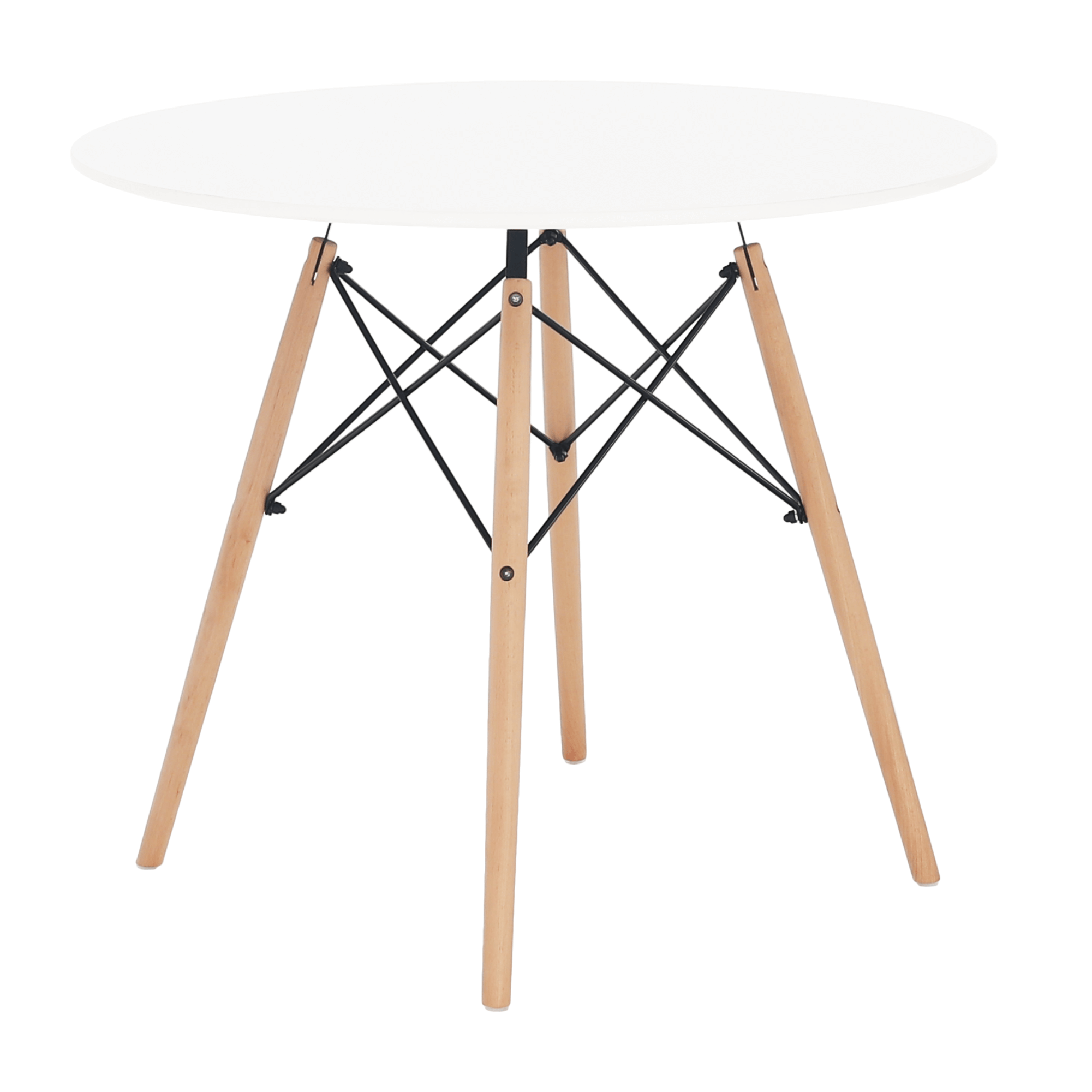 Étkezőasztal,  fehér/bükk, átmérő 80 cm, GAMIN 2 NEW 80
