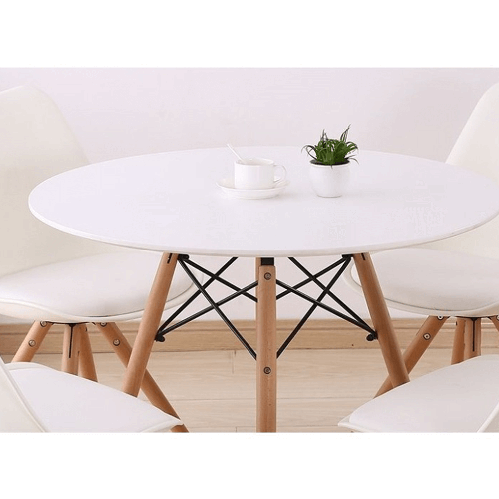Étkezőasztal,  fehér/bükk, átmérő 80 cm, GAMIN 2 NEW 80