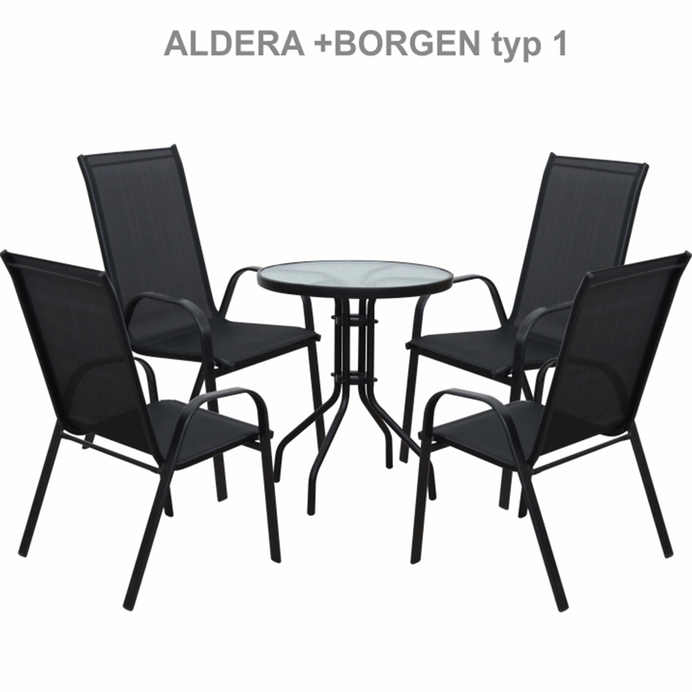 Étkezőasztal, fekete acél/edzett üveg, BORGEN TYP 2