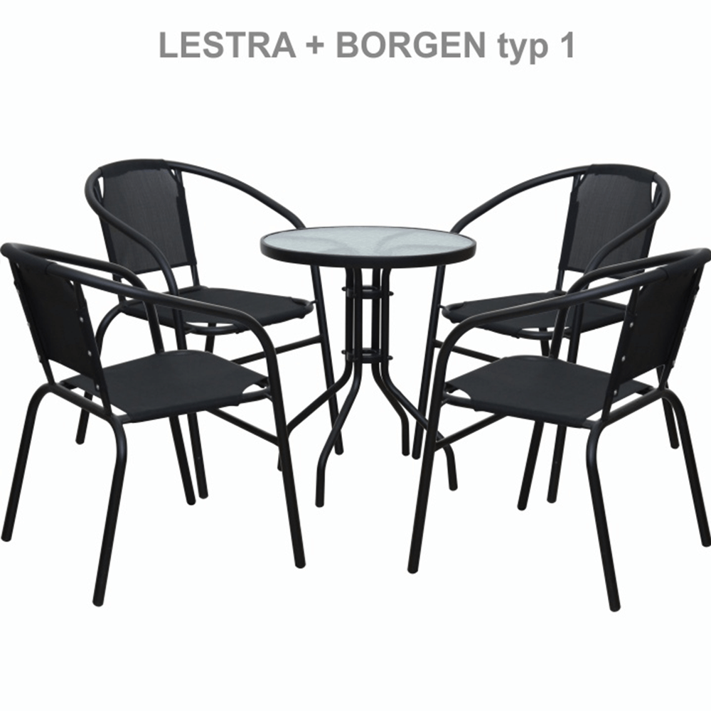 Étkezőasztal, fekete acél/edzett üveg, BORGEN TYP 2
