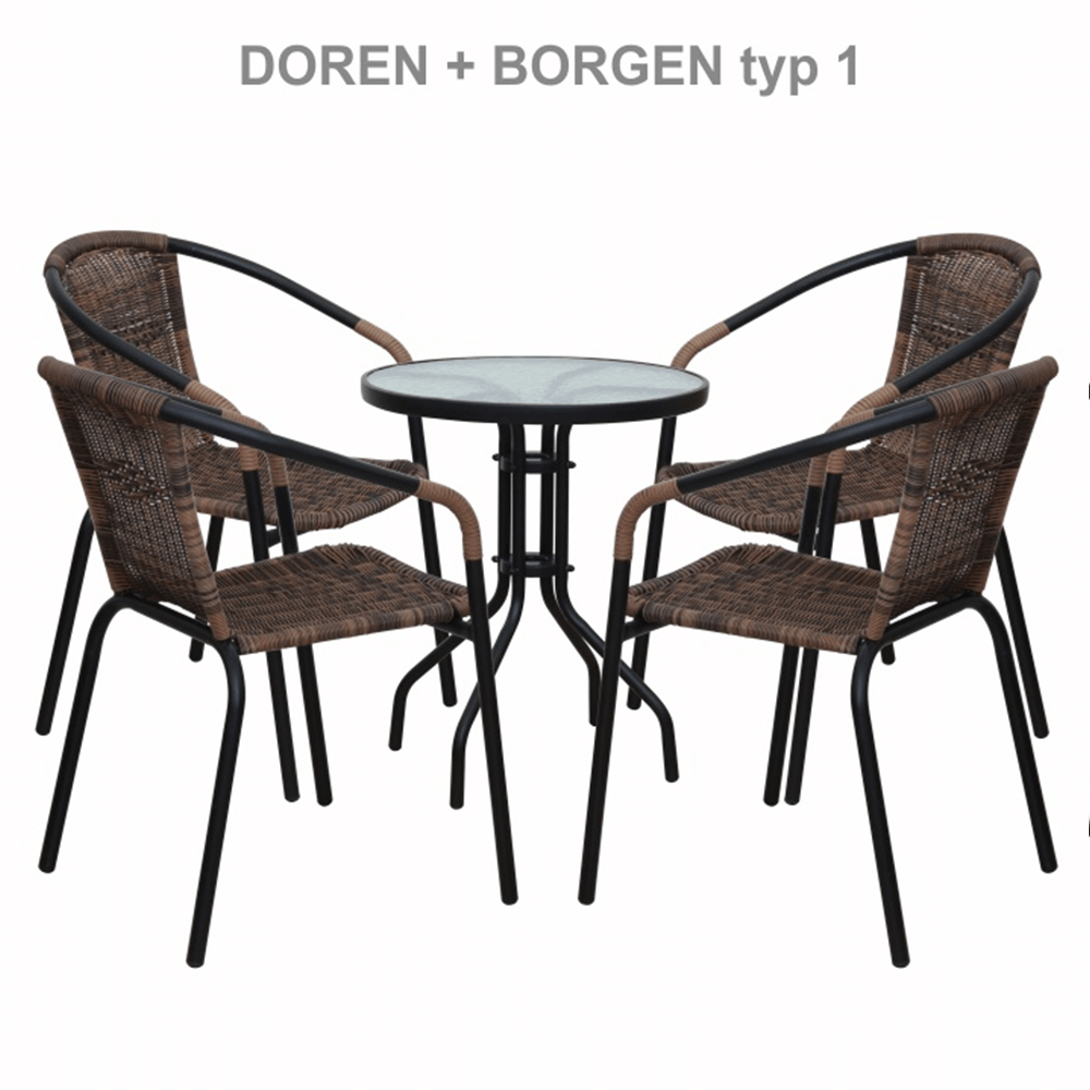 Étkezőasztal, fekete acél/edzett üveg, BORGEN TYP 2