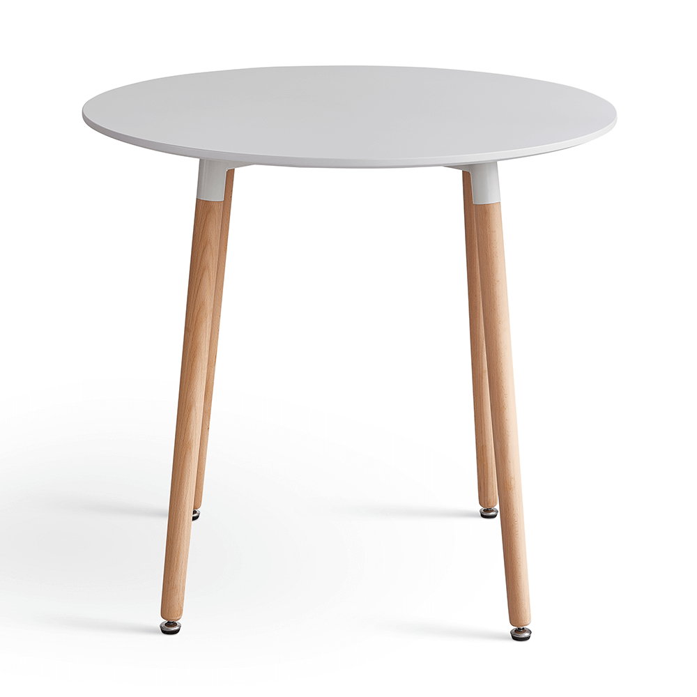 Étkezőasztal, fehér/bükk, átmérő 60 cm, ELCAN NEW TYP 1