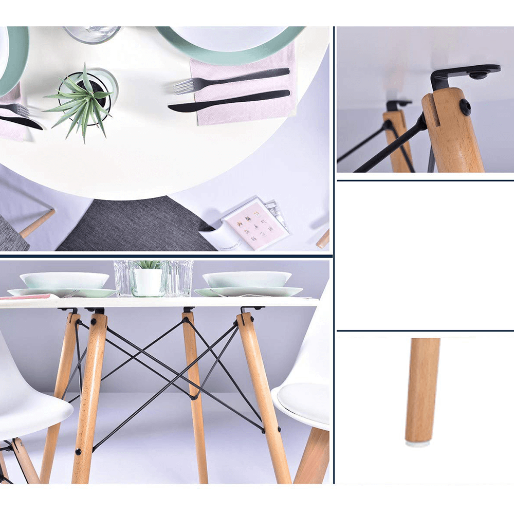 Étkezőasztal, fehér/matt/bükk, átmérő 120 cm, DEMIN NEW