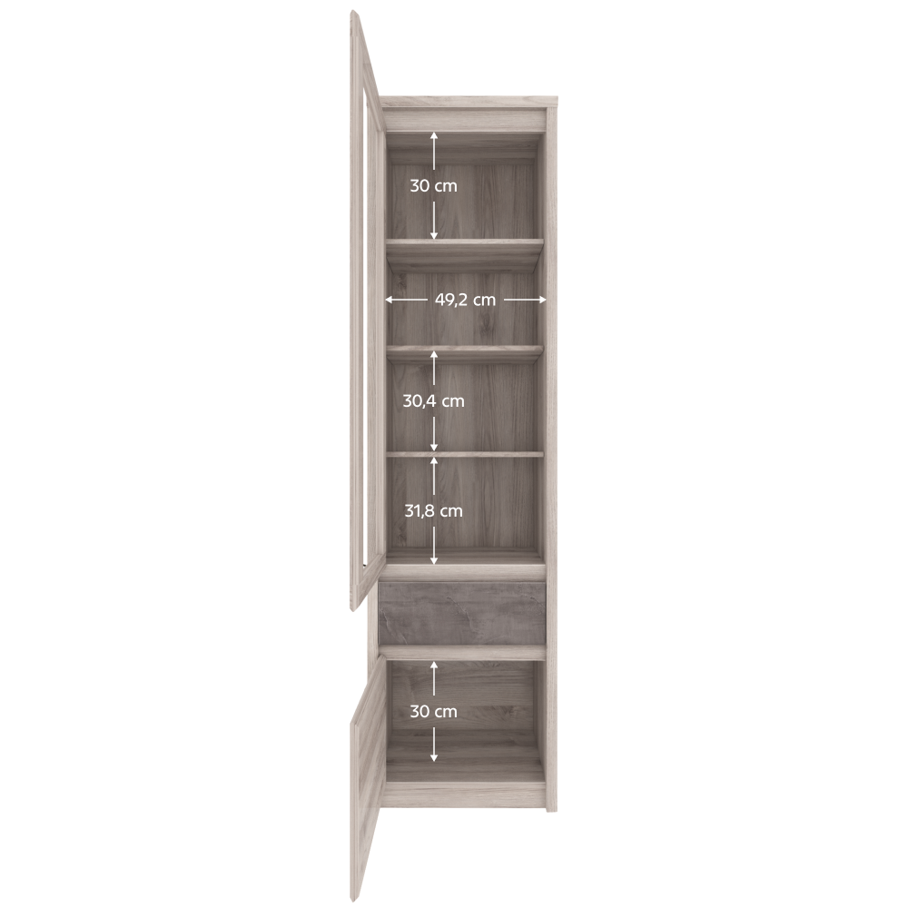 Vitrin 1D1W1S, nairobi gesztenye/onix, JESI NEW