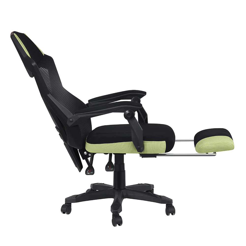 Irodai/gamer szék, fekete/zöld, teherbírás 150 kg, JORIK