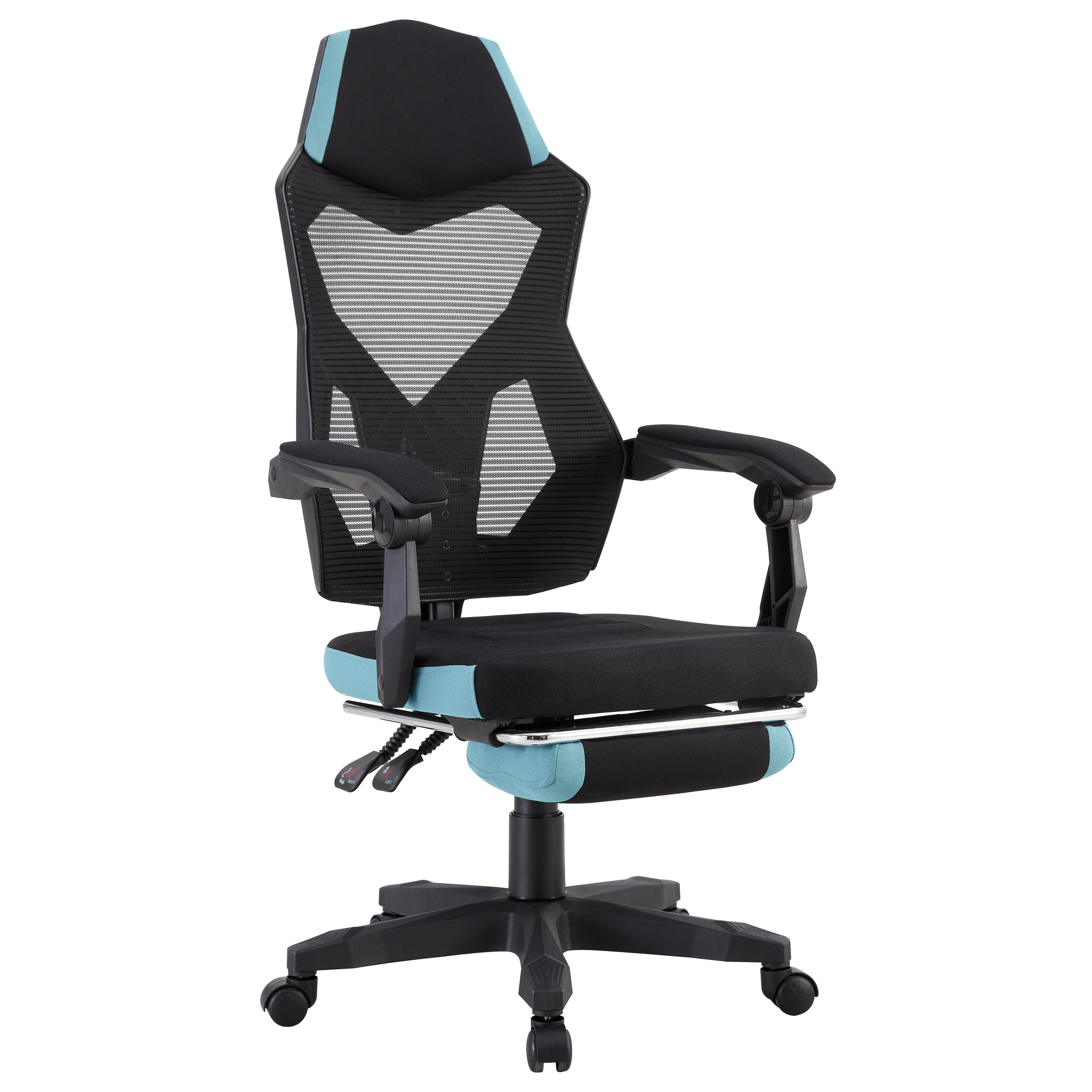 Irodai/gamer szék, fekete/neomint,  teherbírás 150 kg, JORIK NEW