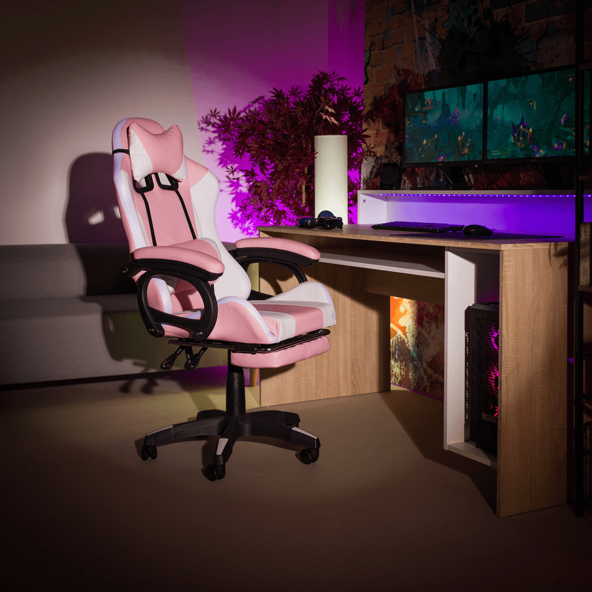 Irodai/gamer szék RGB LED világítással, JOVELA