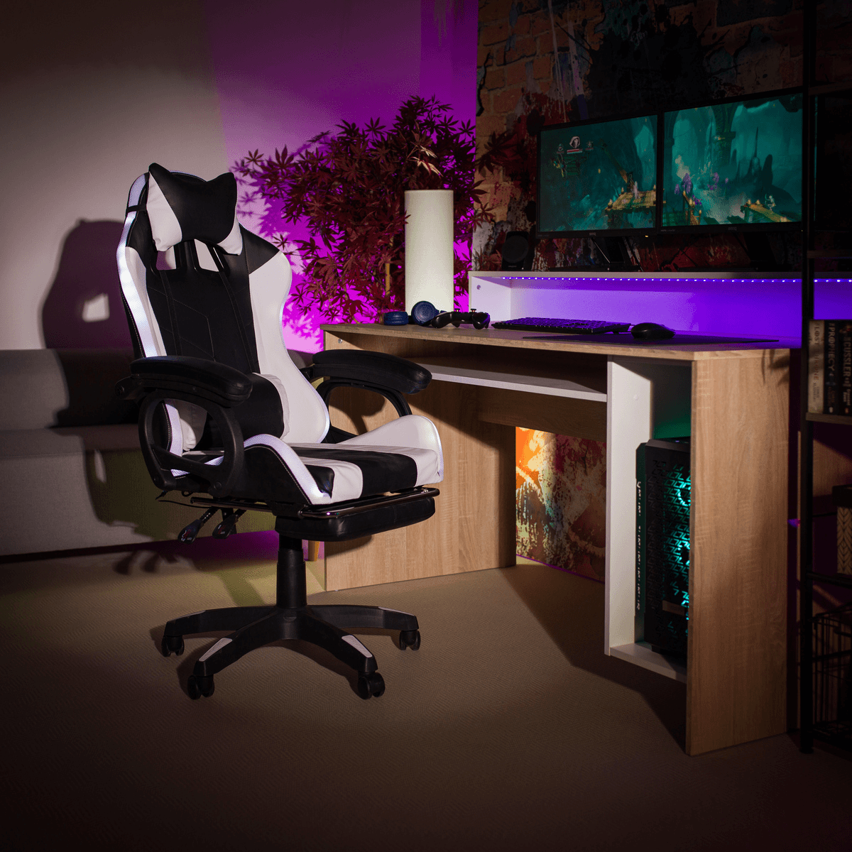 Irodai/gamer szék RGB LED világítással, JOVELA