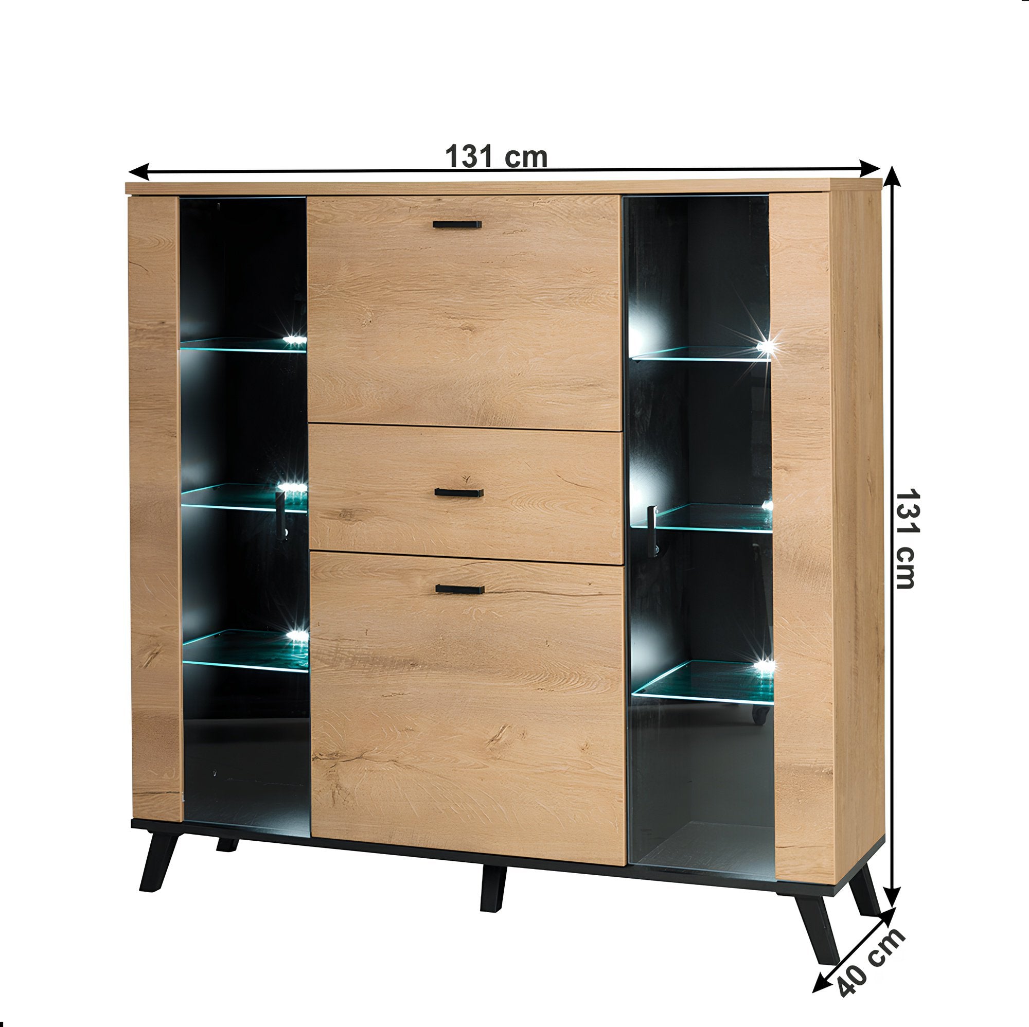 Komód, tölgyfa lefkas/fekete, SIRAN TYP 3