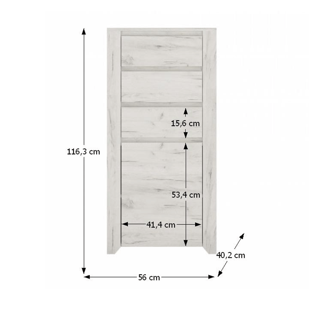 Komód typ 35, fehér craft, ANGEL