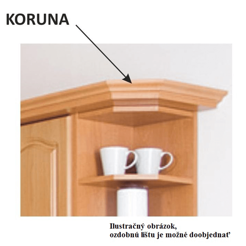 Sarok konyhaszekrény, felső, jobbos, éger, LORA MDF NEW KLASIK W60 / 60