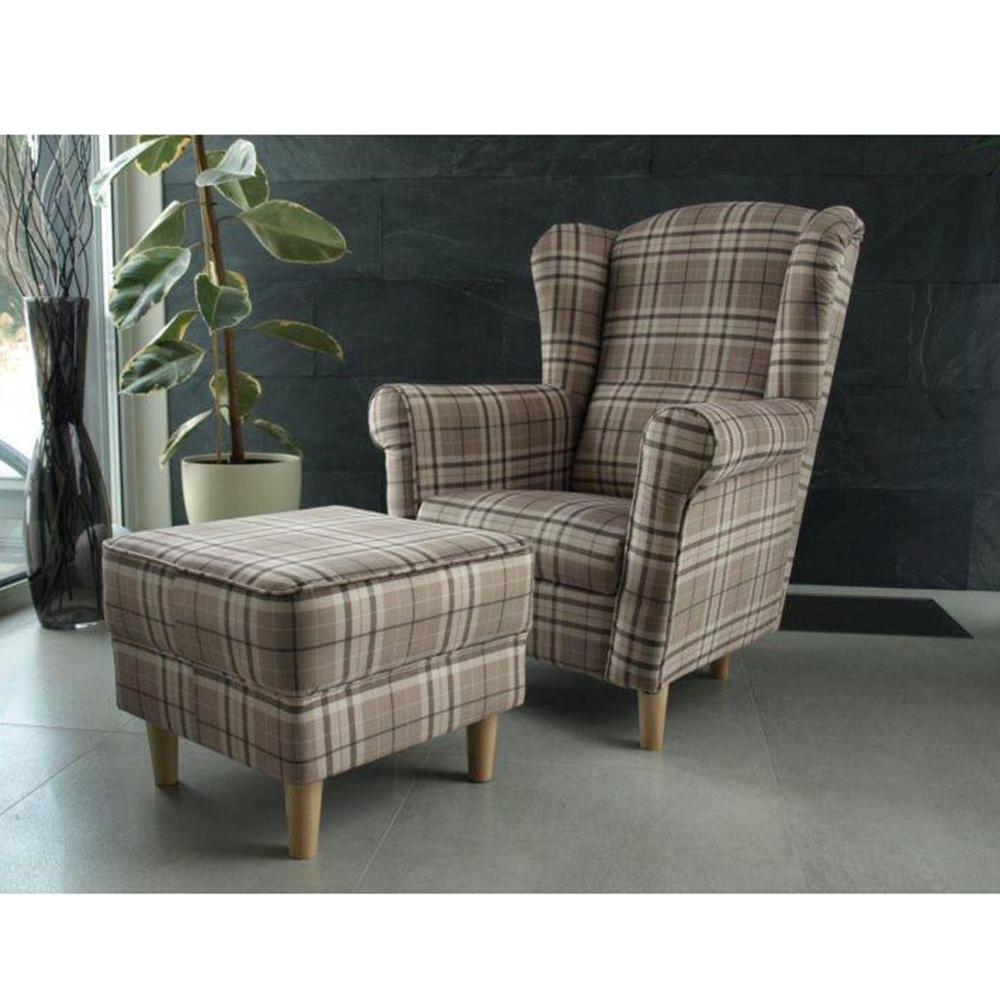 füles fotel puffal, szövet patchwork N1, ASTRID