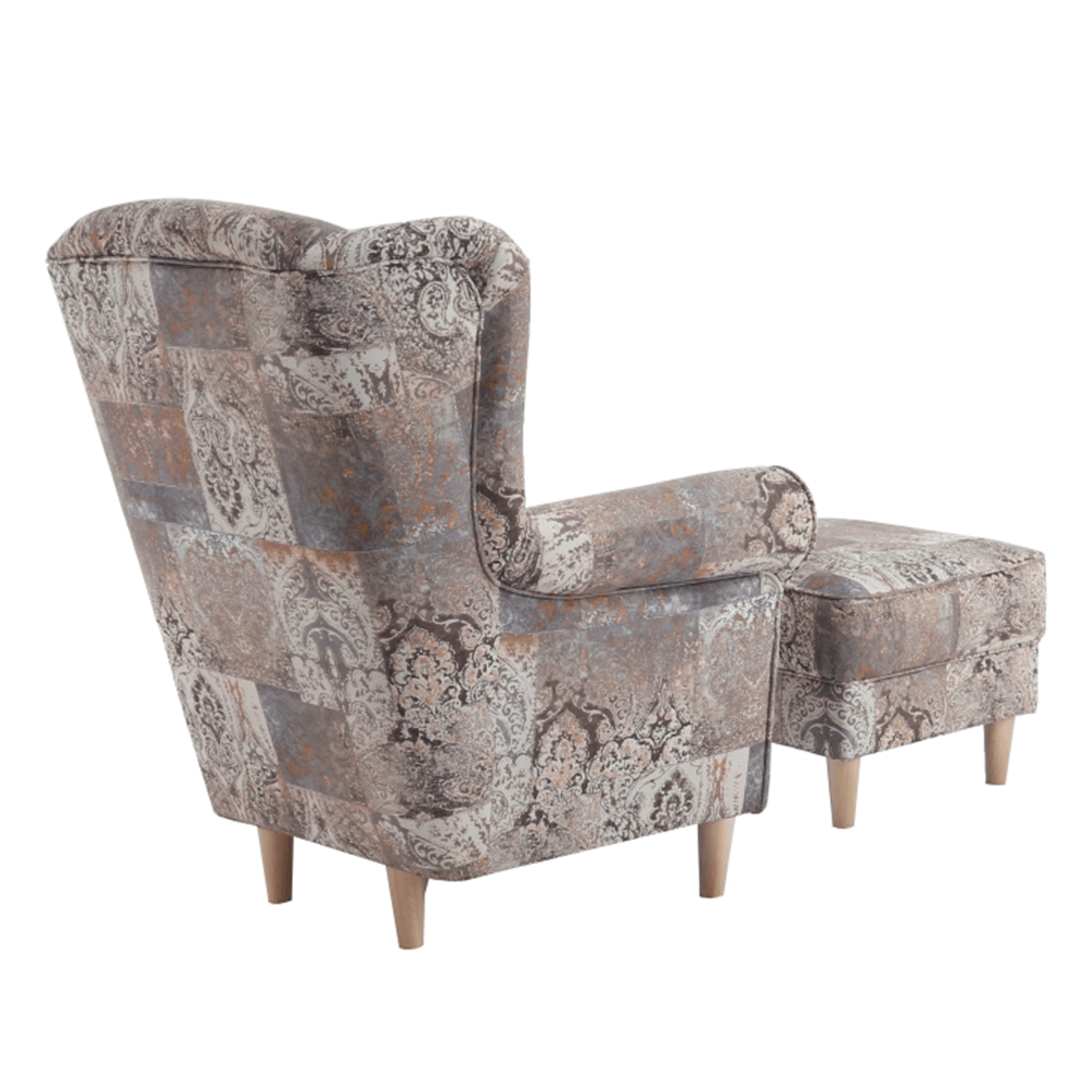 füles fotel puffal, szövet patchwork N1, ASTRID