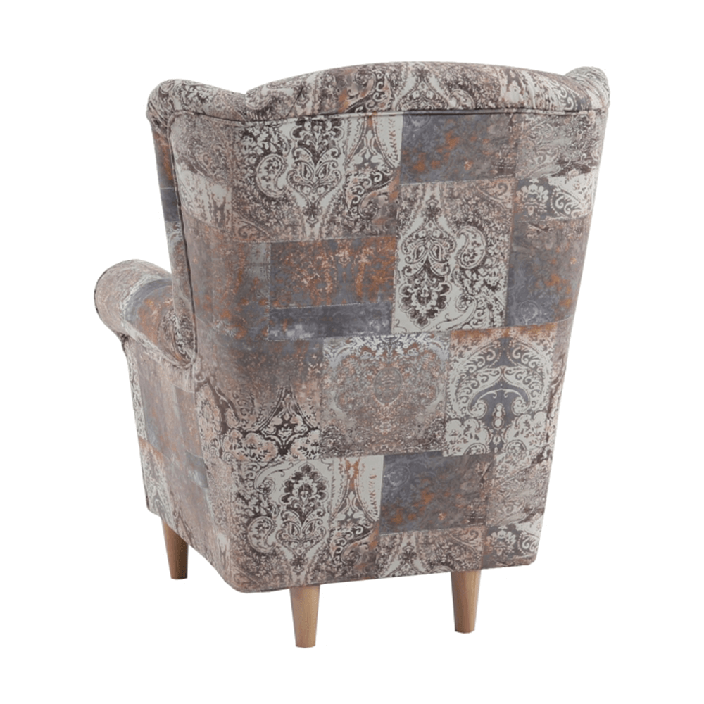 füles fotel puffal, szövet patchwork N1, ASTRID