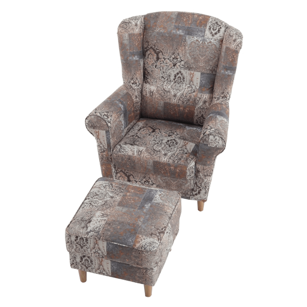 füles fotel puffal, szövet patchwork N1, ASTRID