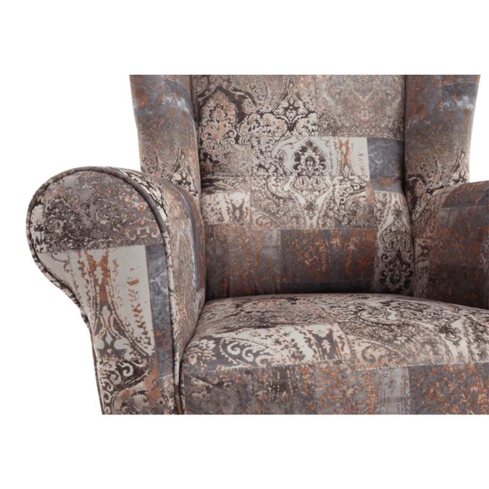 füles fotel puffal, szövet patchwork N1, ASTRID