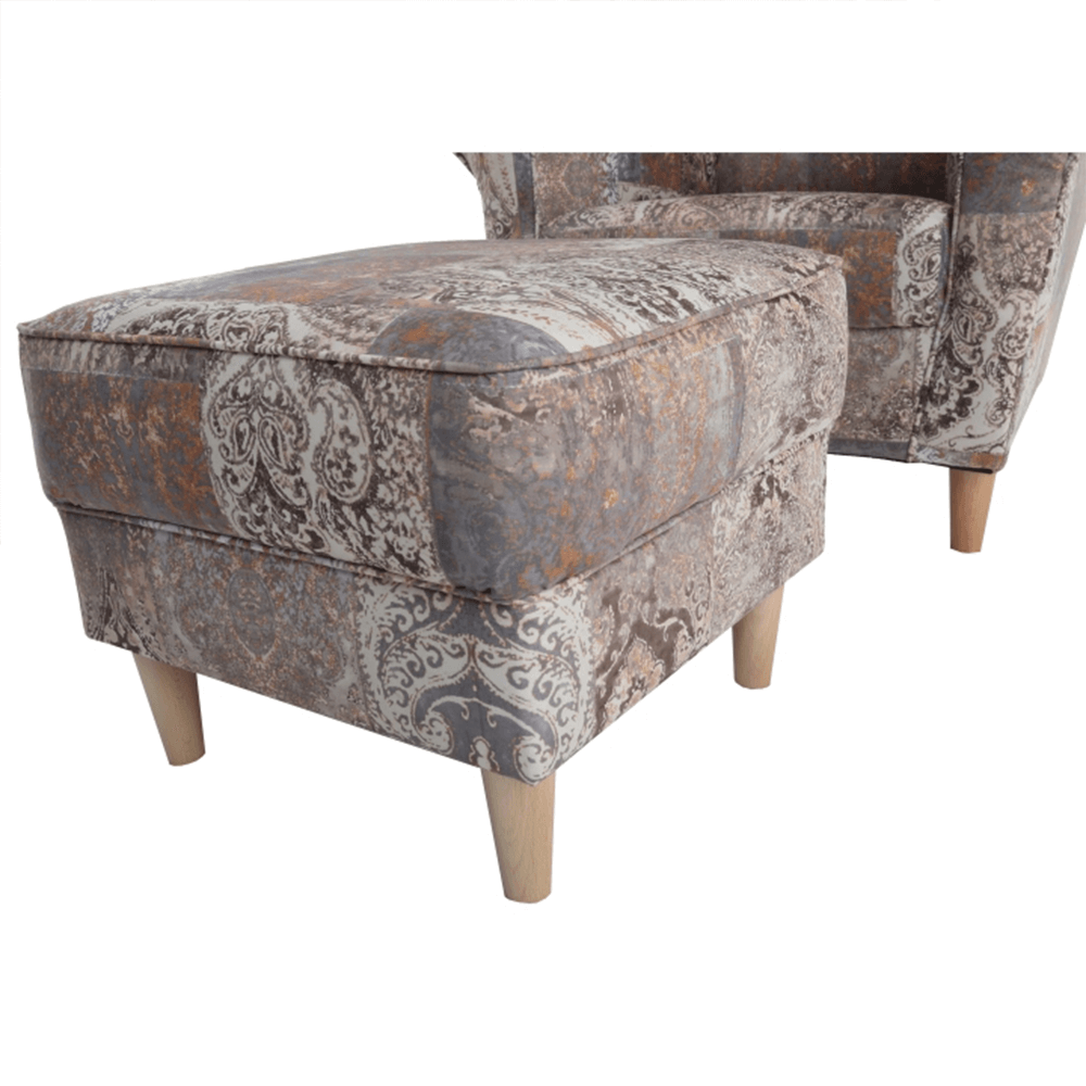 füles fotel puffal, szövet patchwork N1, ASTRID