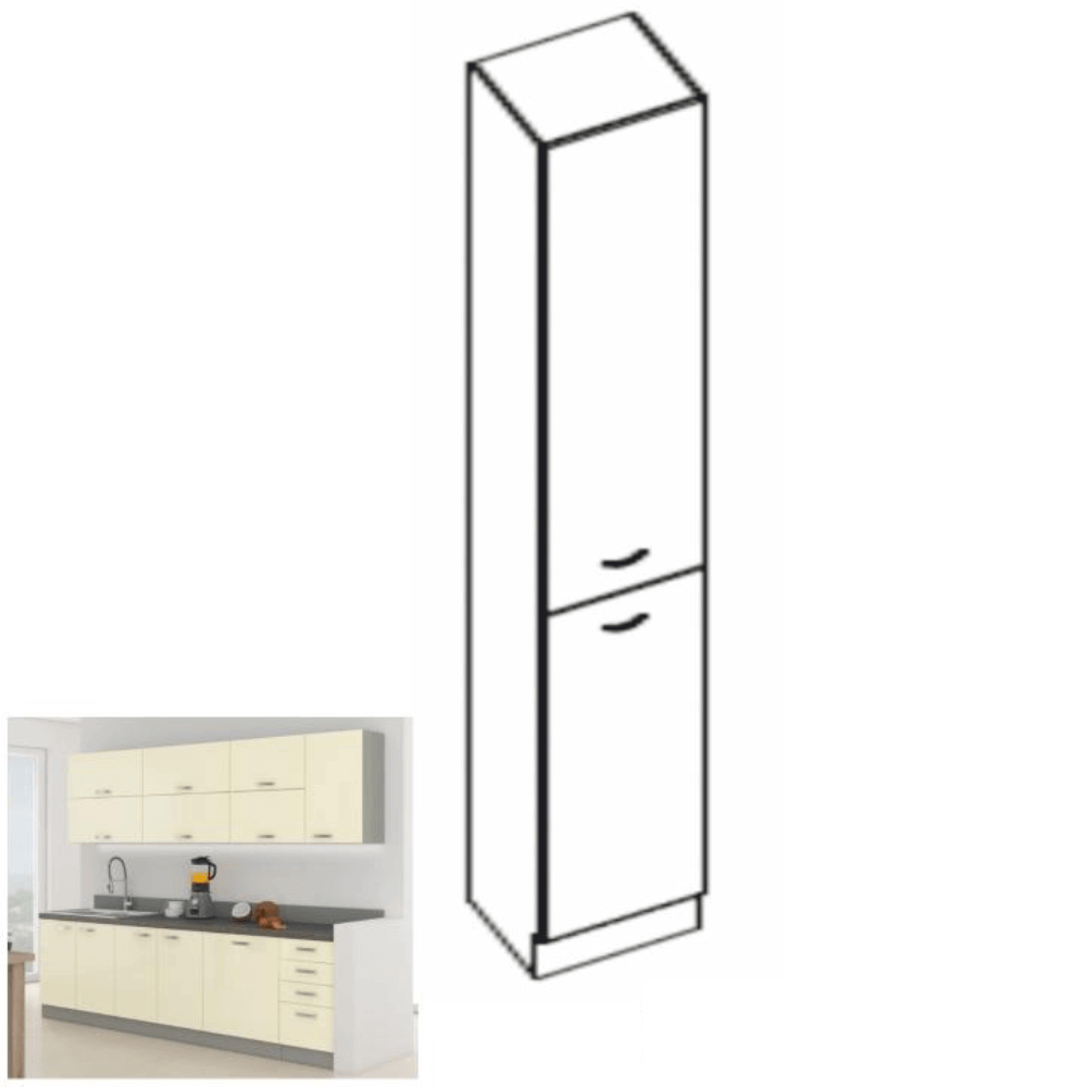 Magas élelmiszer szekrény, fehér magasfényű, PRADO 40 DK-210 2F