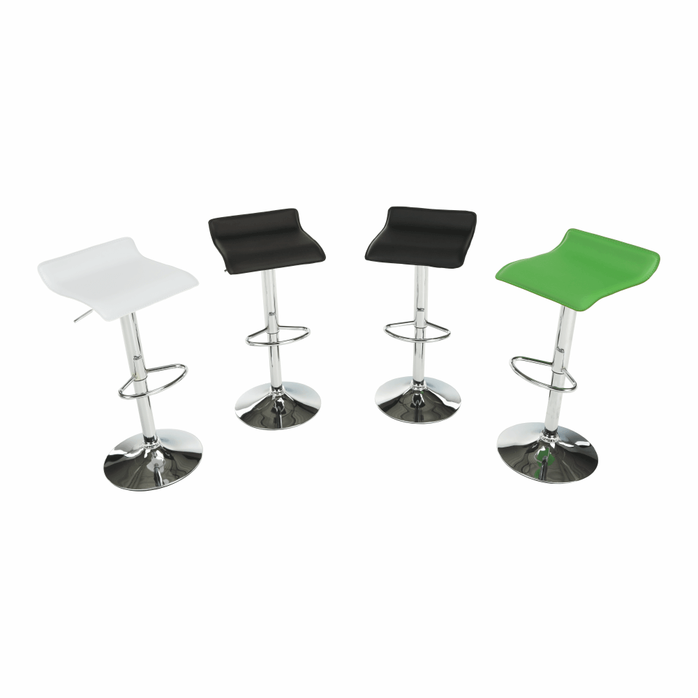 Bárszék, műbőr fehér/króm, LARIA NEW