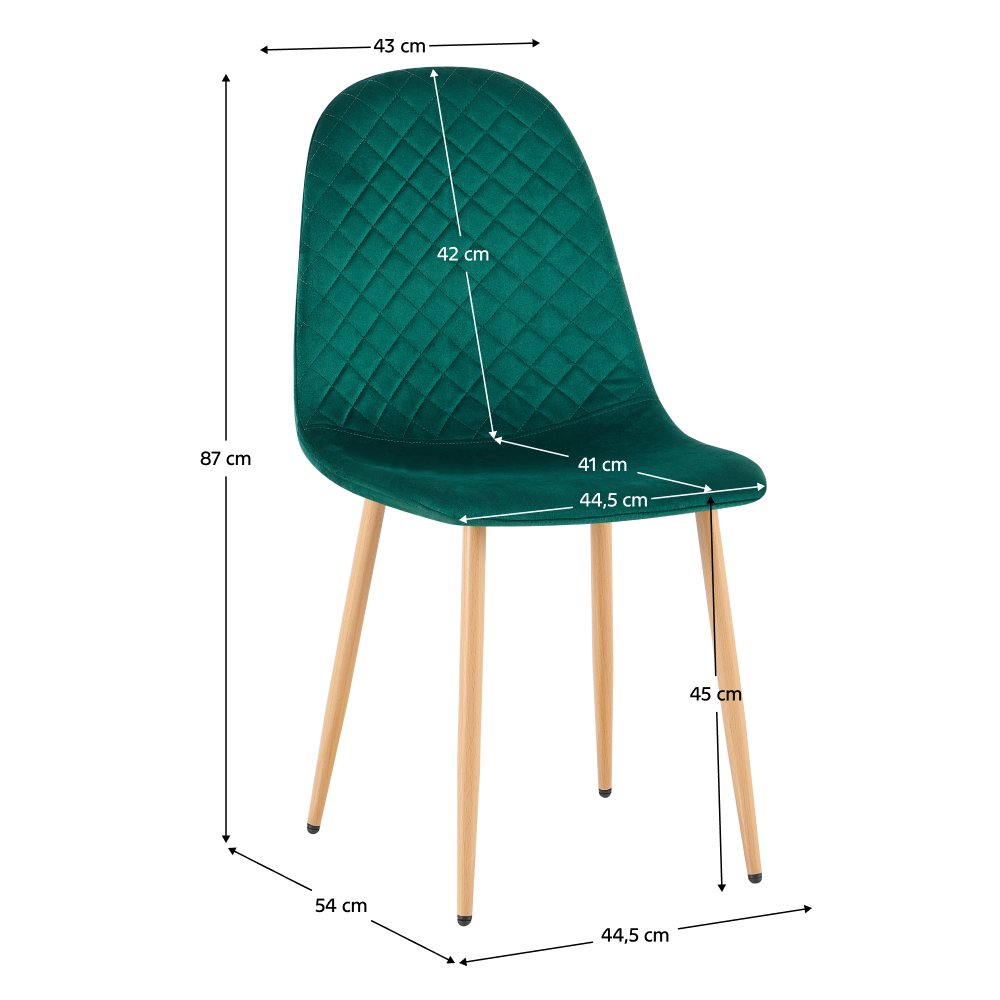 Szék, smaragd Velvet szövet/bükk, LEGA 2 NEW