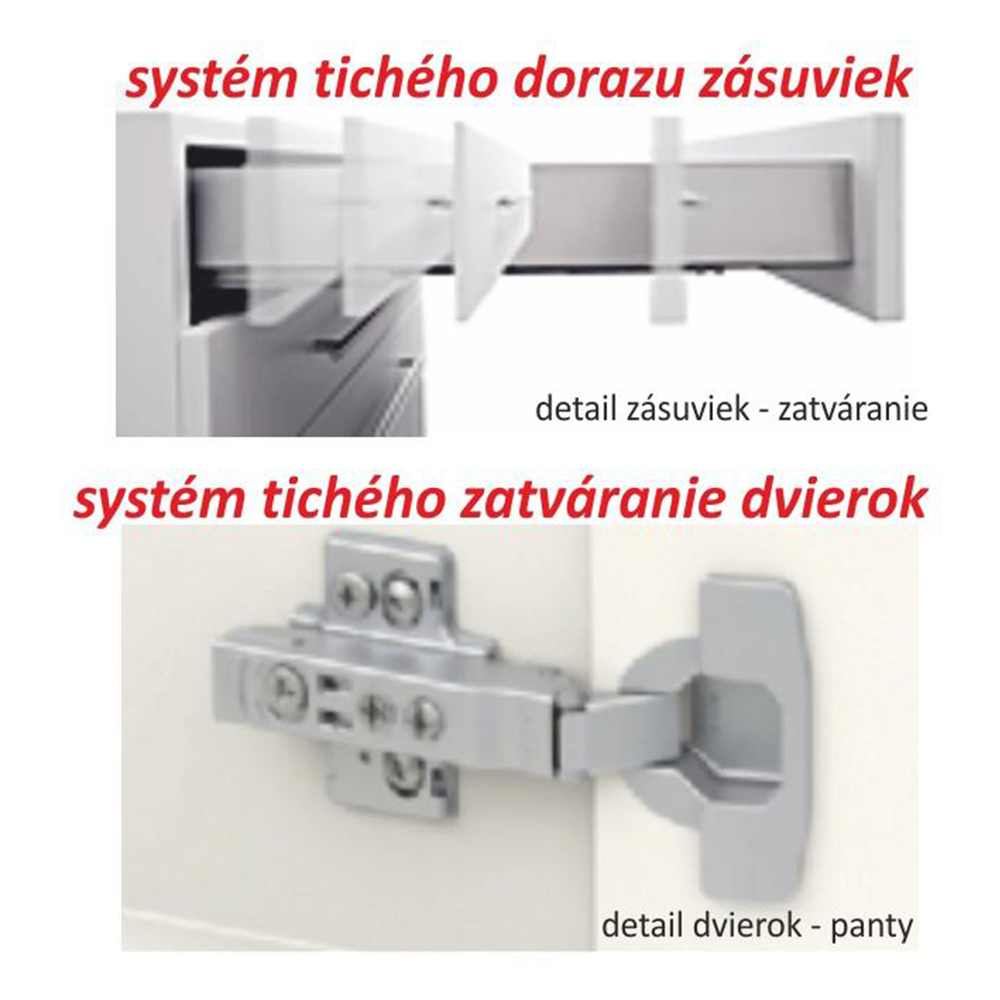 Alsószekrény három fiókkal D60, fehér magas fényű HG, LINE