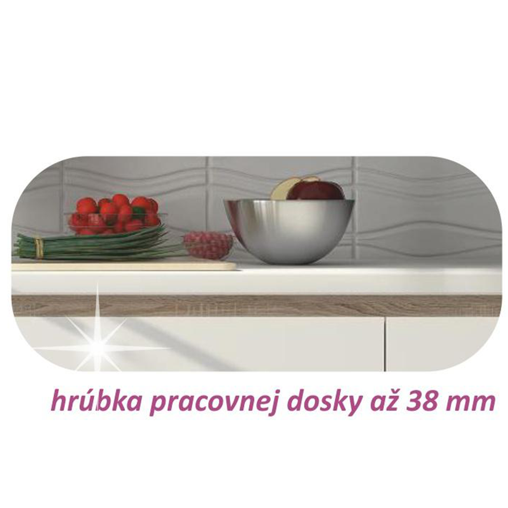 Alsószekrény, fehér magas fényű HG, LINE D803