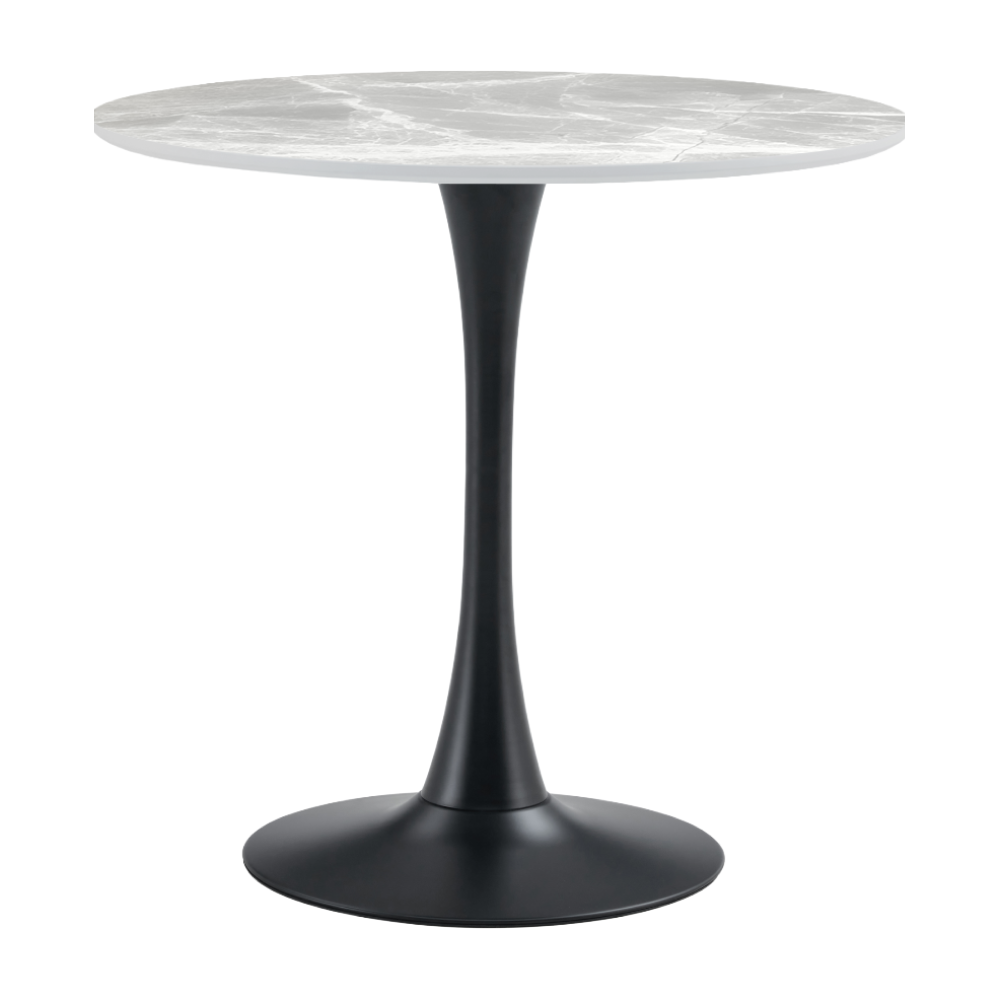 Étkezőasztal, világos márvány/fehér, átmérő 80 cm, LORIAN