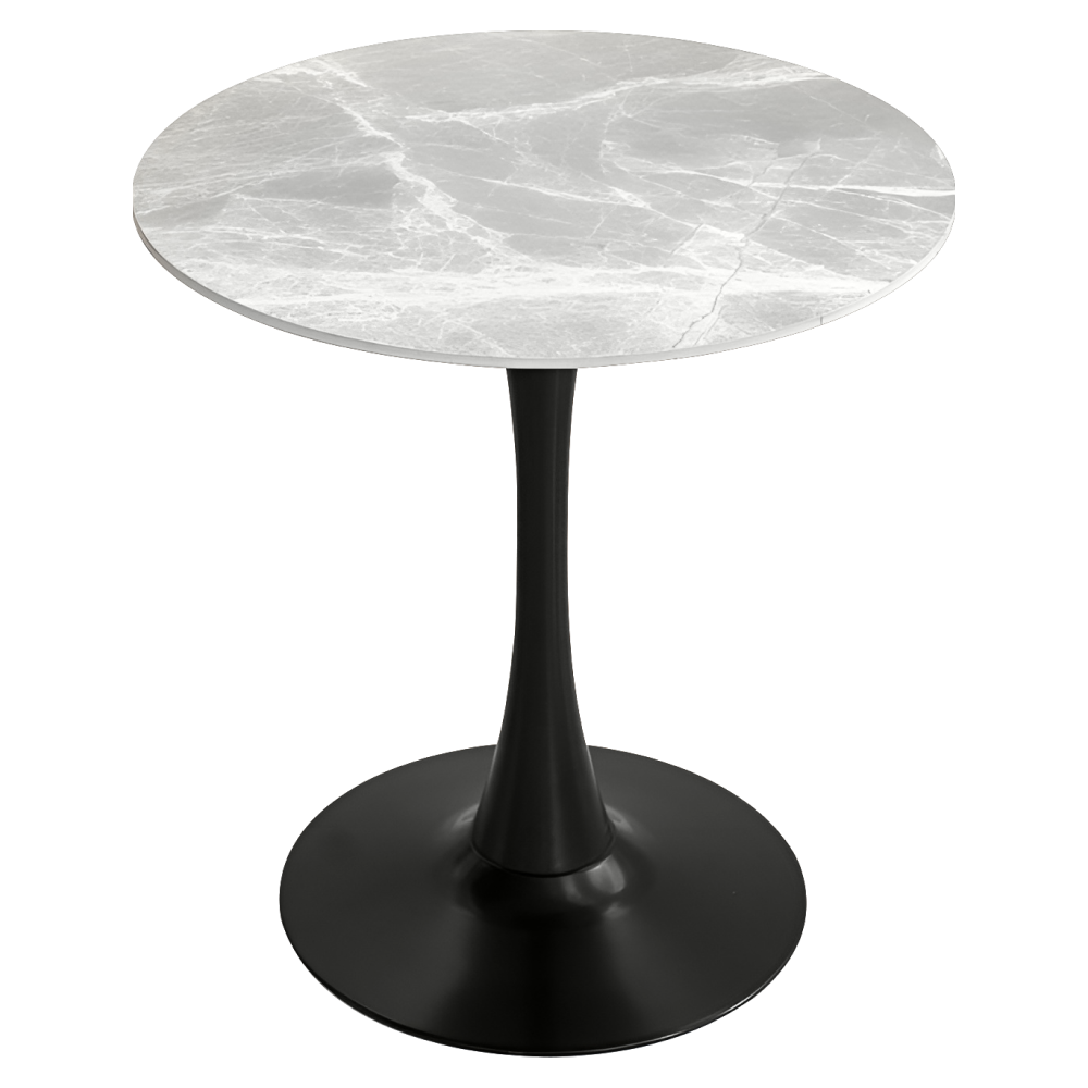 Étkezőasztal, világos márvány/fehér, átmérő 80 cm, LORIAN