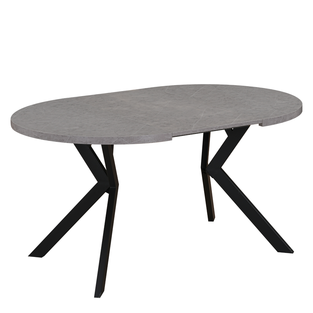 Kihúzható étkezőasztal, fehér/tölgy, 100-250x75,5 cm, LUKOS