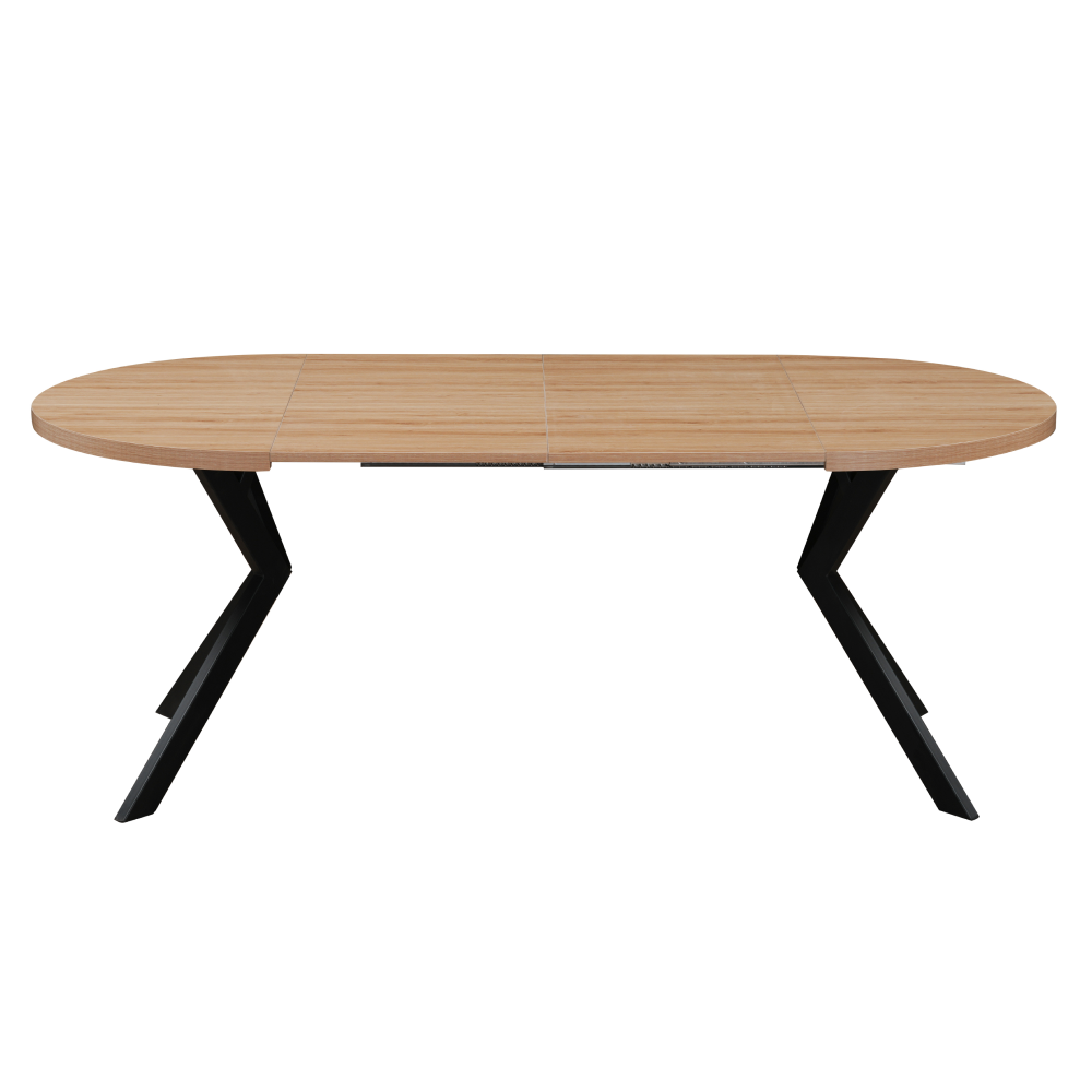 Kihúzható étkezőasztal, fehér/tölgy, 100-250x75,5 cm, LUKOS
