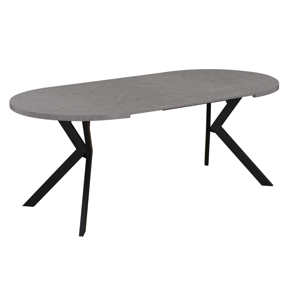 Kihúzható étkezőasztal, fehér/tölgy, 100-250x75,5 cm, LUKOS