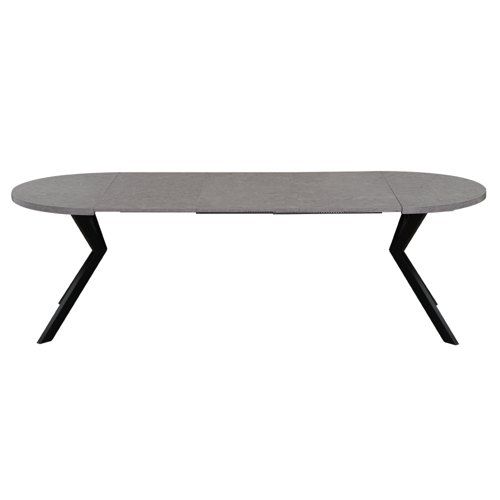 Kihúzható étkezőasztal, fehér/tölgy, 100-250x75,5 cm, LUKOS