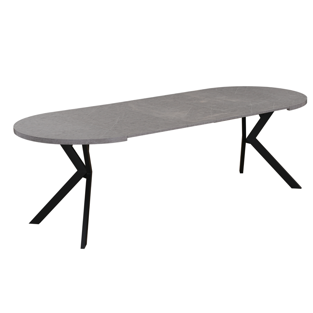 Kihúzható étkezőasztal, fehér/tölgy, 100-250x75,5 cm, LUKOS