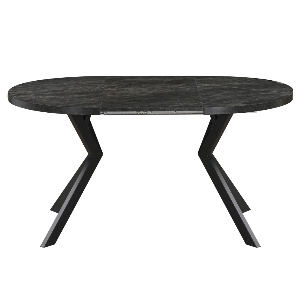 Kihúzható étkezőasztal, fehér/tölgy, 100-250x75,5 cm, LUKOS