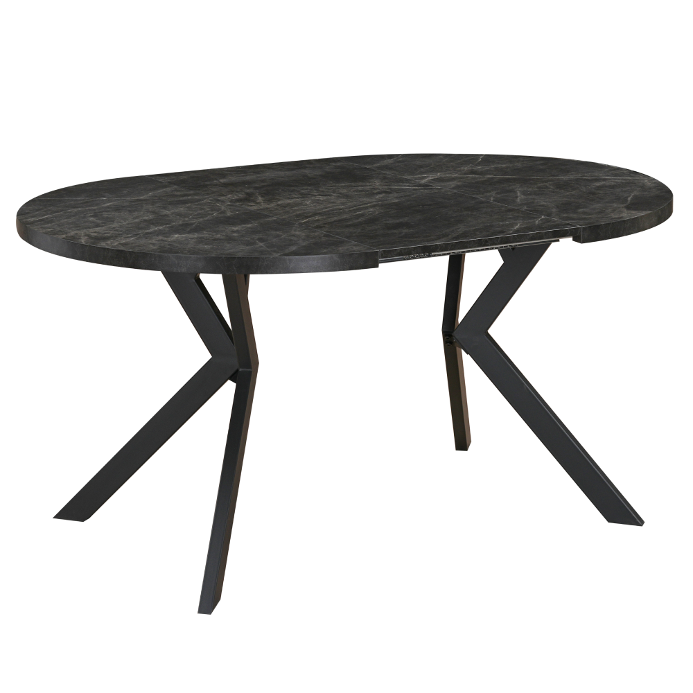 Kihúzható étkezőasztal, fehér/tölgy, 100-250x75,5 cm, LUKOS