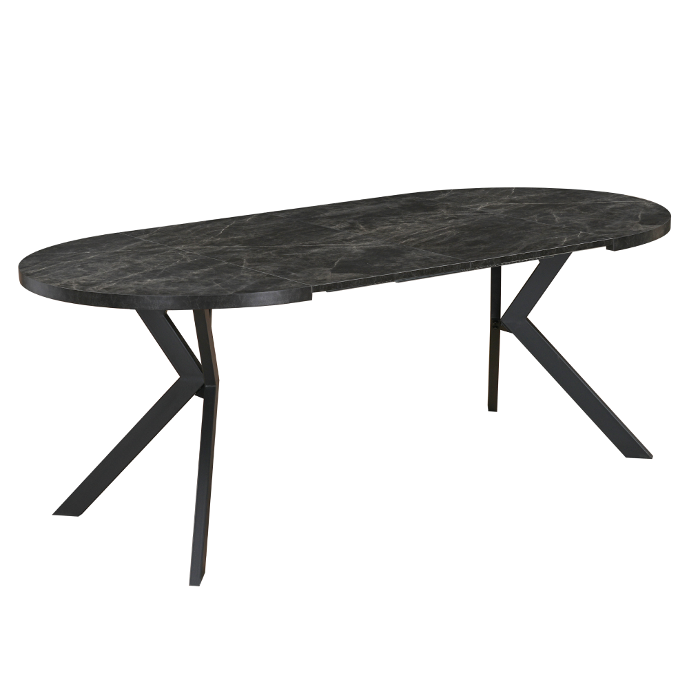 Kihúzható étkezőasztal, fehér/tölgy, 100-250x75,5 cm, LUKOS