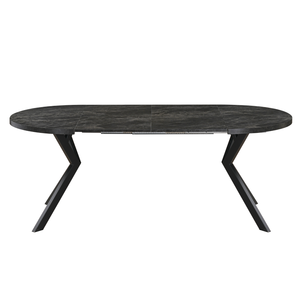 Kihúzható étkezőasztal, fehér/tölgy, 100-250x75,5 cm, LUKOS