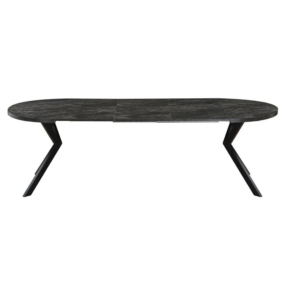 Kihúzható étkezőasztal, fehér/tölgy, 100-250x75,5 cm, LUKOS