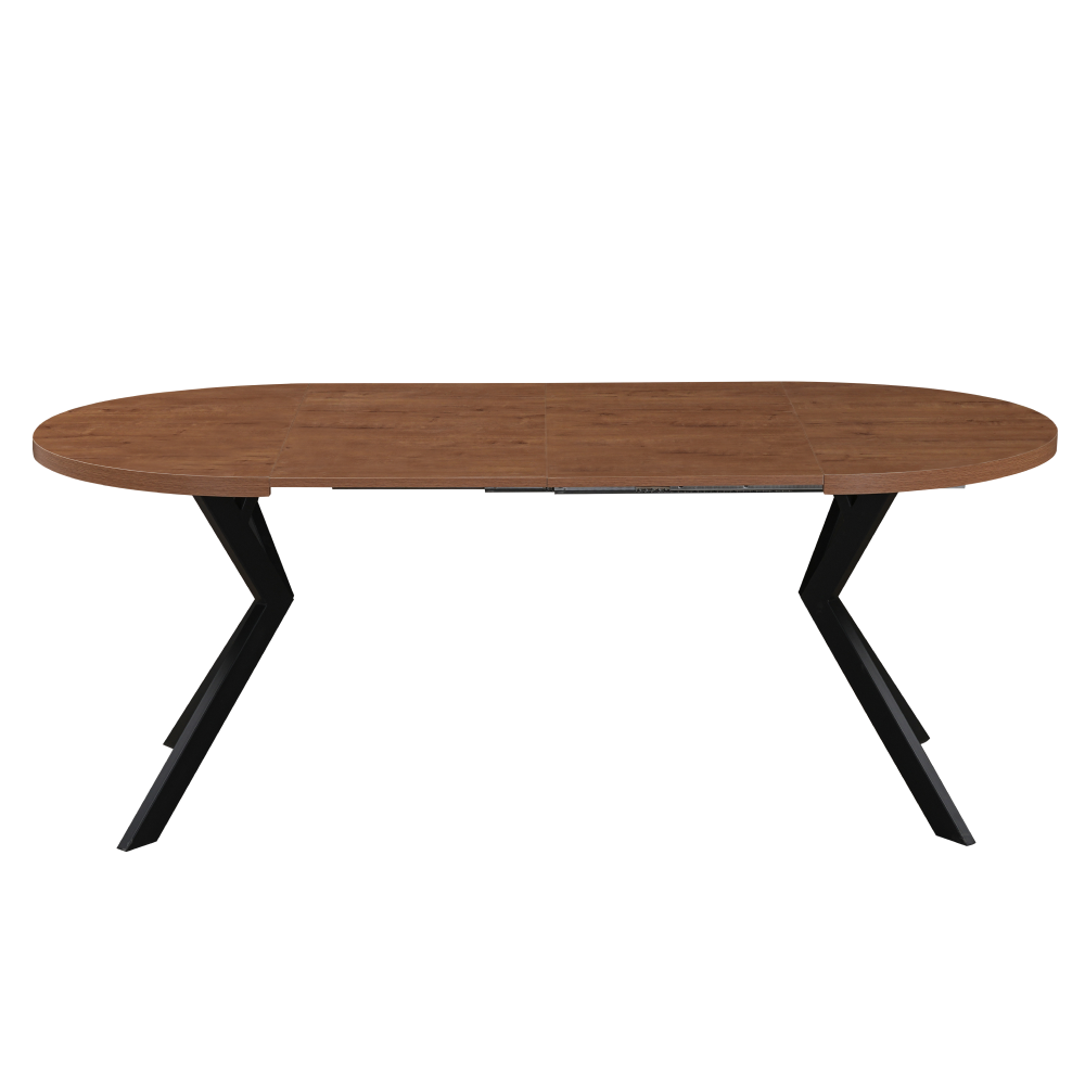 Kihúzható étkezőasztal, fehér/tölgy, 100-250x75,5 cm, LUKOS
