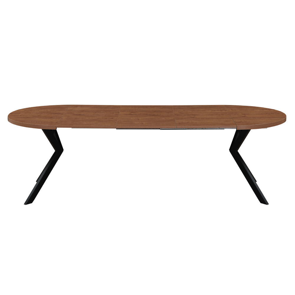 Kihúzható étkezőasztal, fehér/tölgy, 100-250x75,5 cm, LUKOS