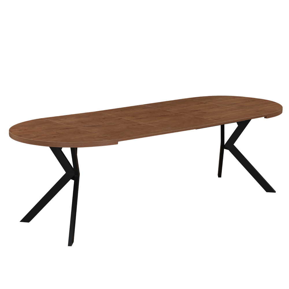 Kihúzható étkezőasztal, fehér/tölgy, 100-250x75,5 cm, LUKOS