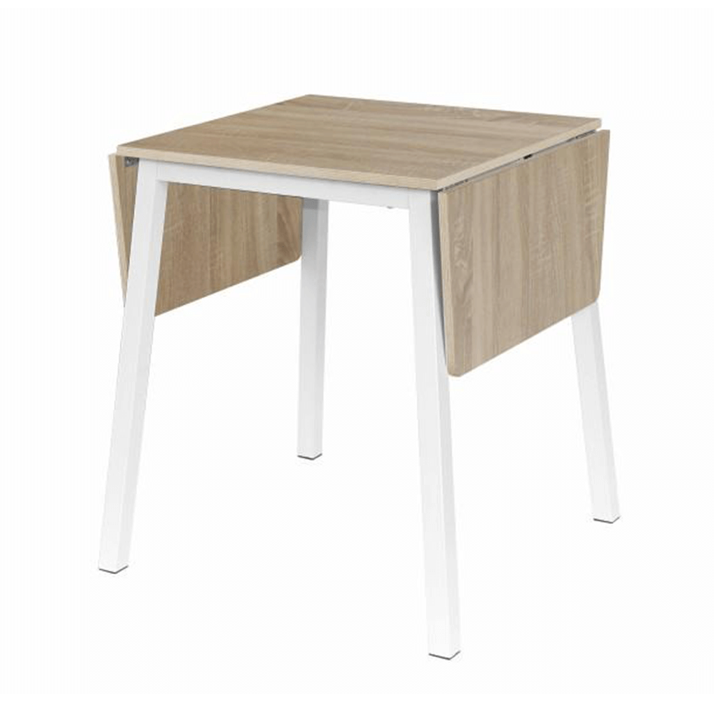 Étkezőasztal, MDF fóliázott/fém, fehér, 60-120x60 cm, MAURO