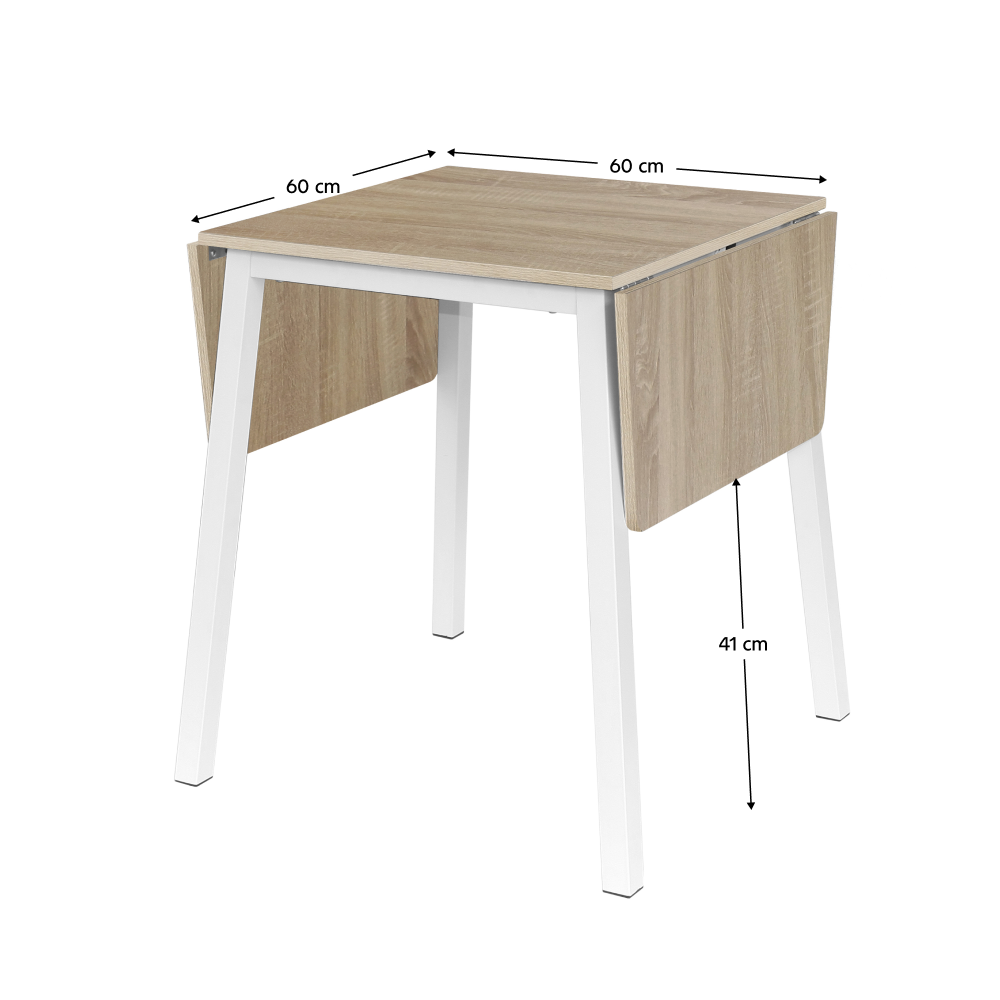 Étkezőasztal, MDF fóliázott/fém, fehér, 60-120x60 cm, MAURO