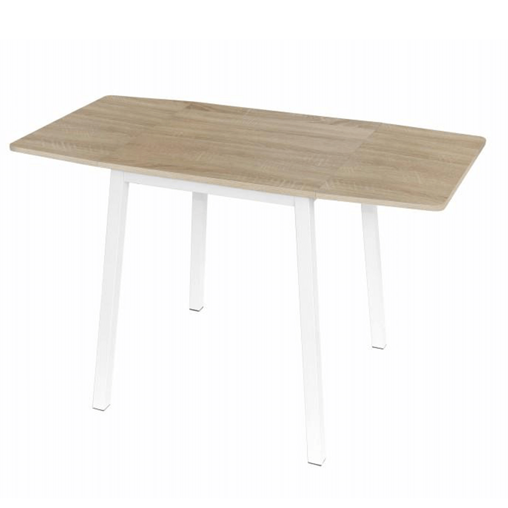 Étkezőasztal, MDF fóliázott/fém, fehér, 60-120x60 cm, MAURO