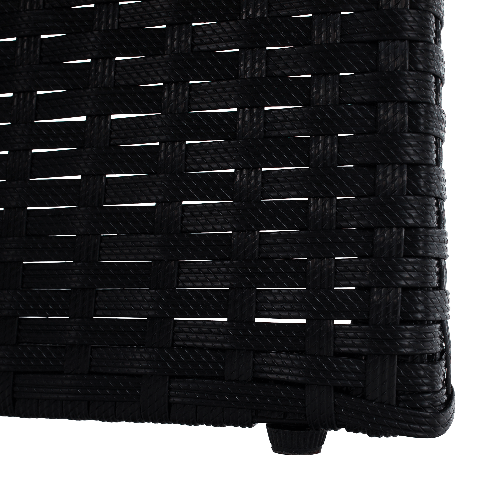 Kerti rattan szett, akácfa, fekete/krémszínű/természetes, MELFORD