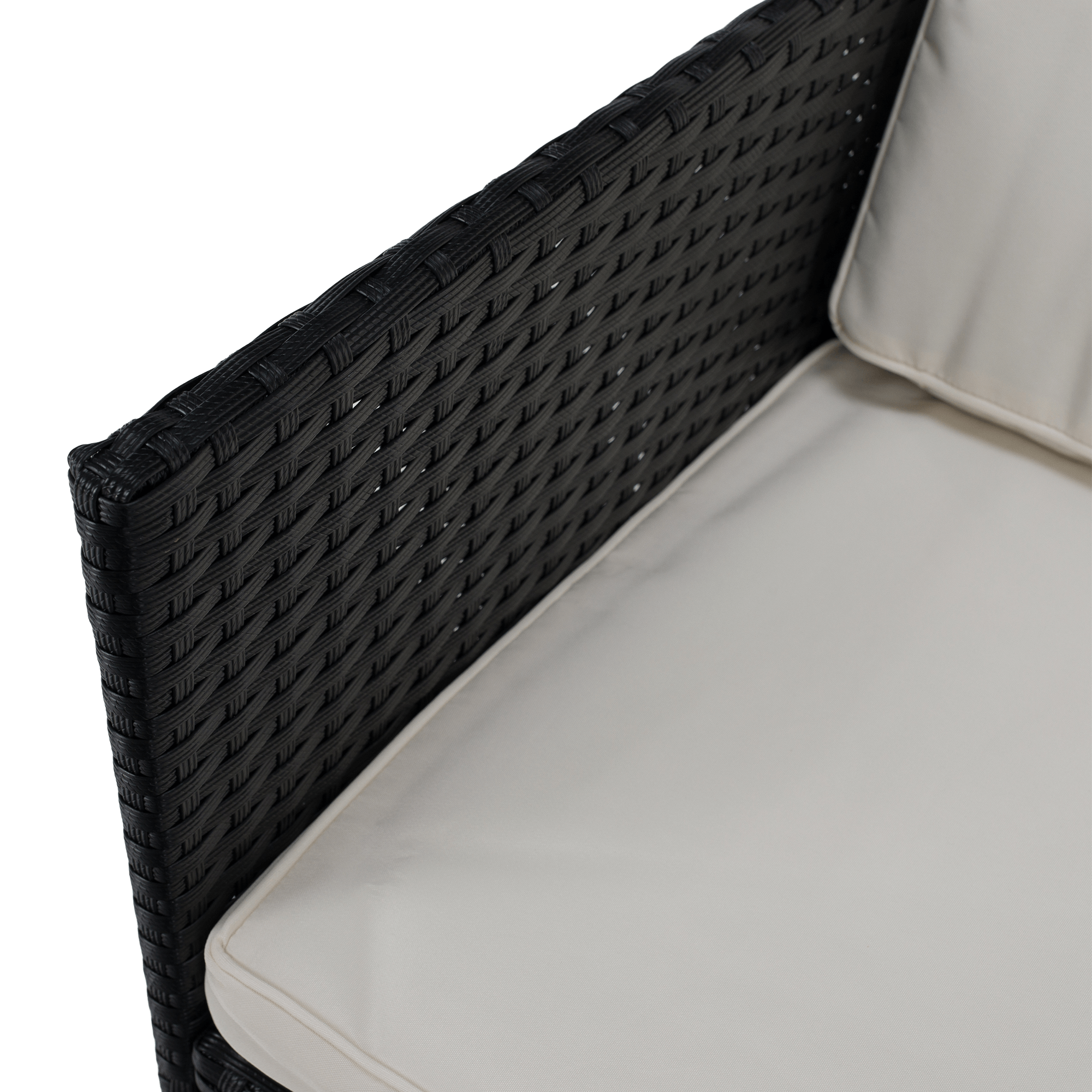 Kerti rattan szett, akácfa, fekete/krémszínű/természetes, MELFORD