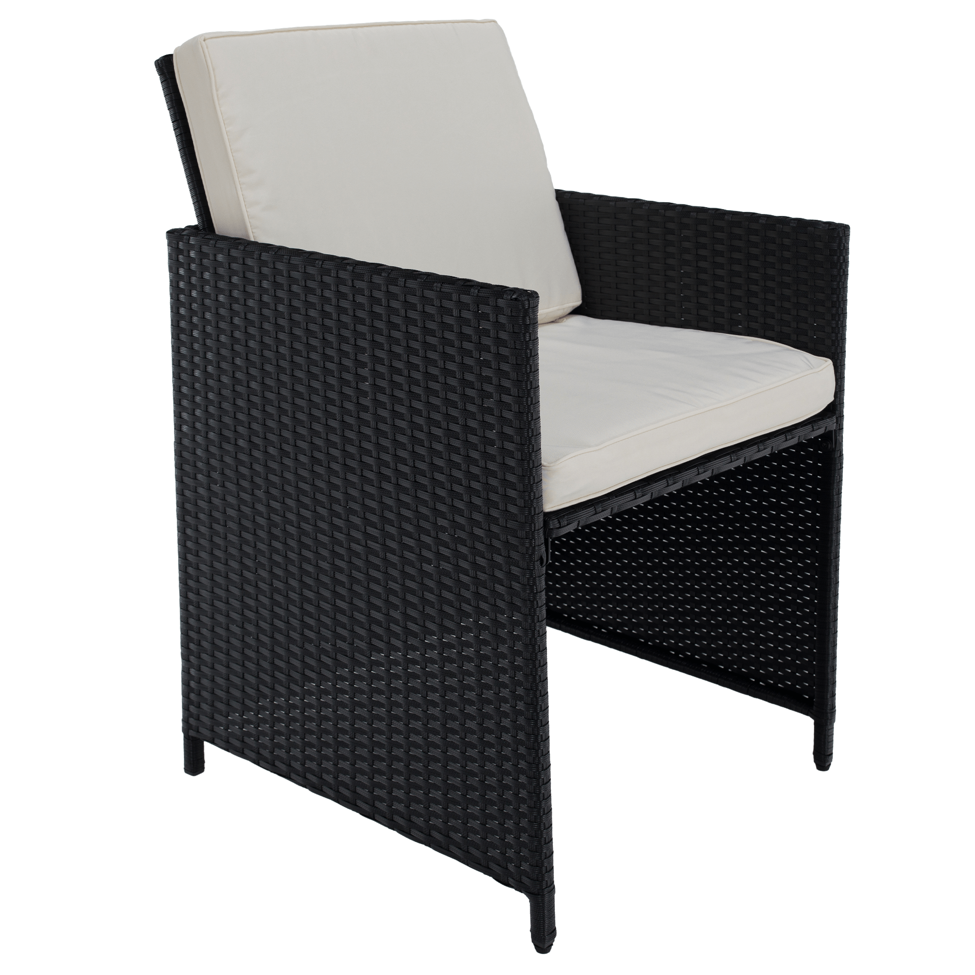 Kerti rattan szett, akácfa, fekete/krémszínű/természetes, MELFORD