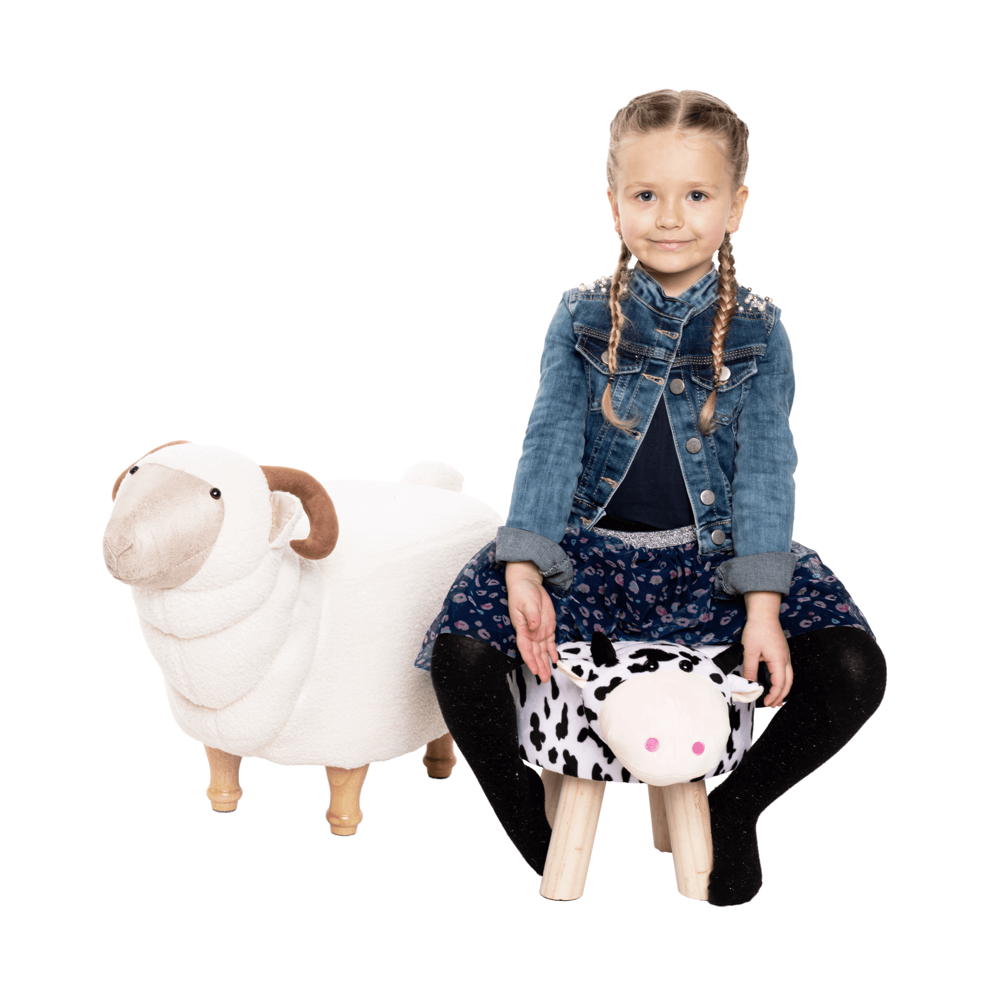Puff kistehén alakban, Velvet anyag fehér/fekete/natúr, MOLLY