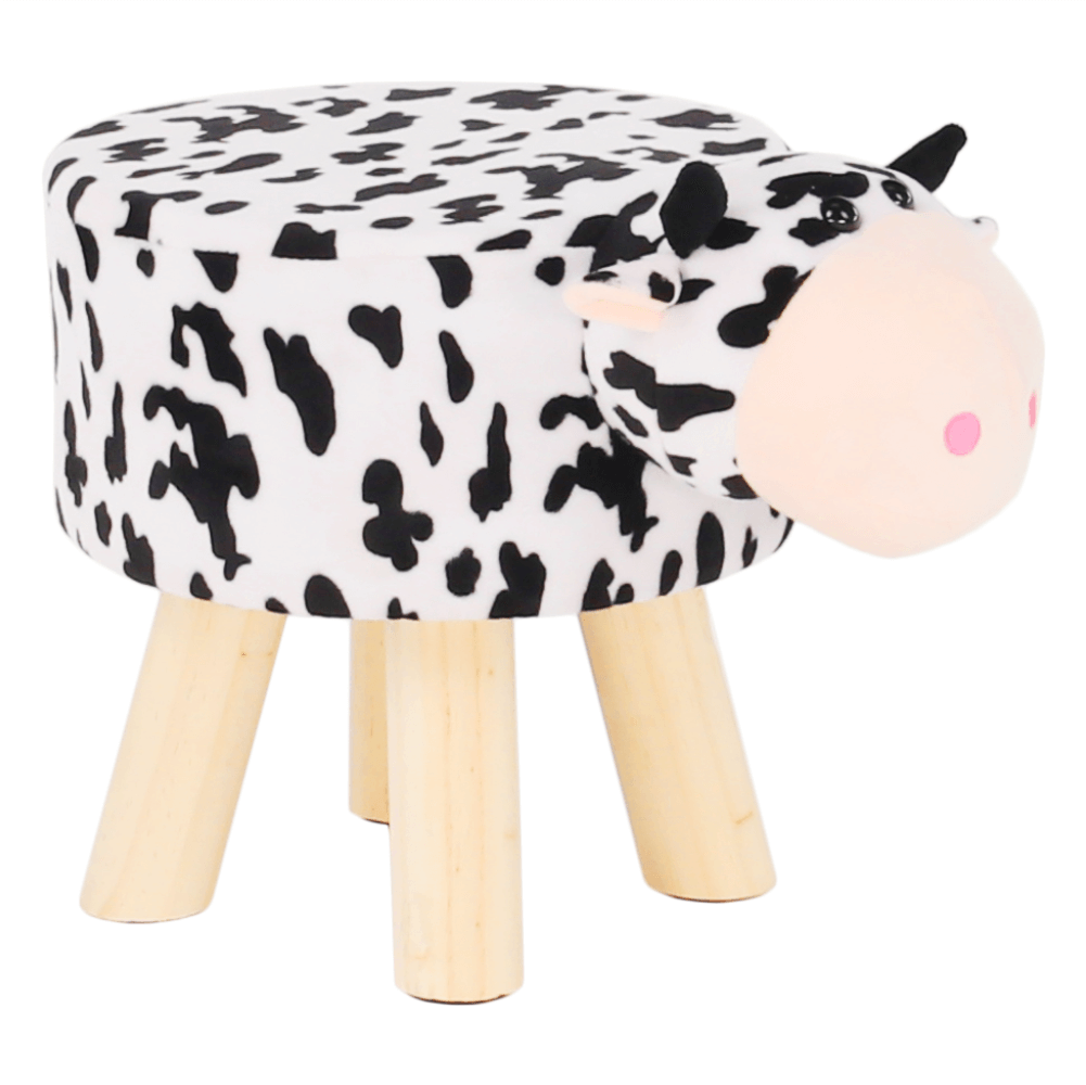 Puff kistehén alakban, Velvet anyag fehér/fekete/natúr, MOLLY